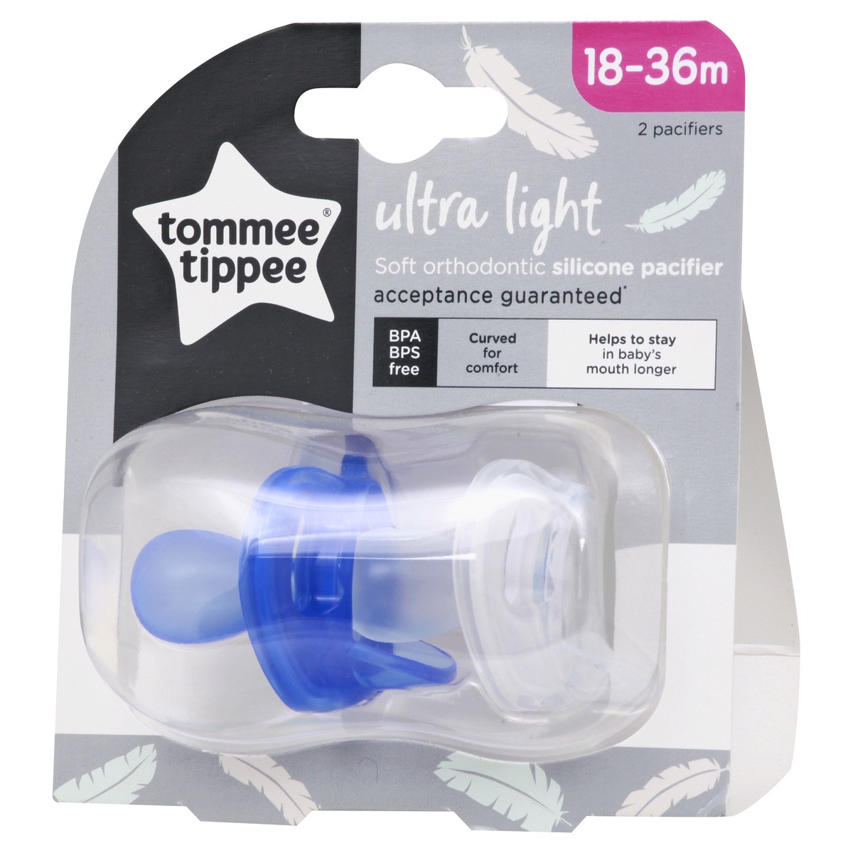 slide 2 of 9, Tommee Tippee Ultra Light Silicone Pacifier, 2 ct