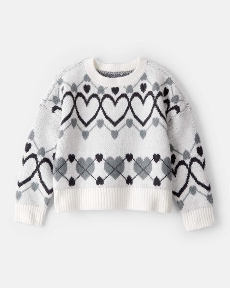 slide 1 of 2, Carter's Girls Heart Sweater - White White 14, 1 ct