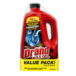 Drano Max Gel Clog Remover, Total Blockage Drain Cleaner, 80 oz, 2 Count