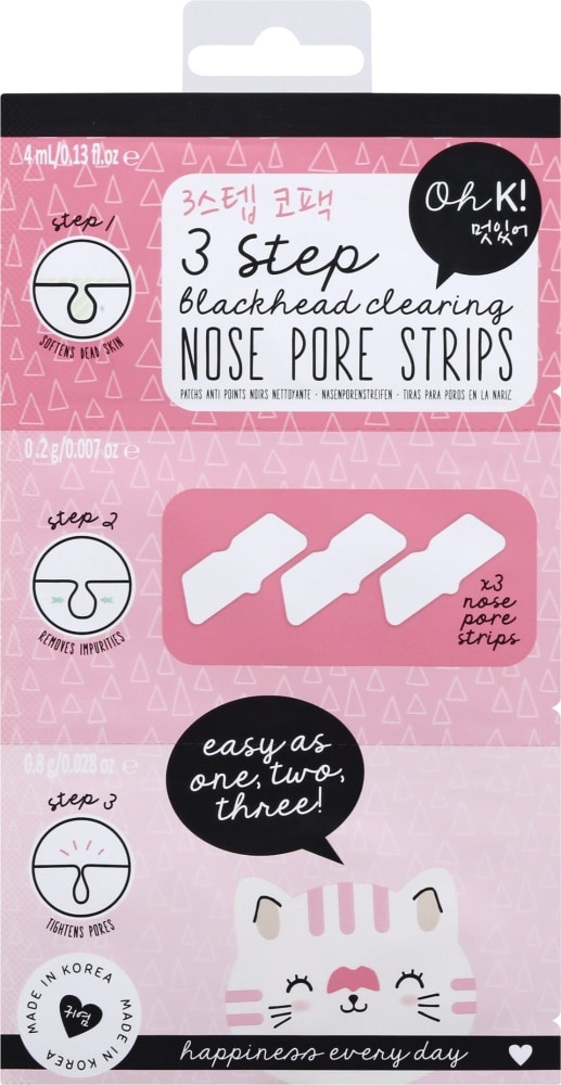 slide 1 of 1, Oh K! 3 Step Nose Pore Strips, 1 ct