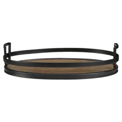 Mcs Metal And Wood Oval Tray 11X7
