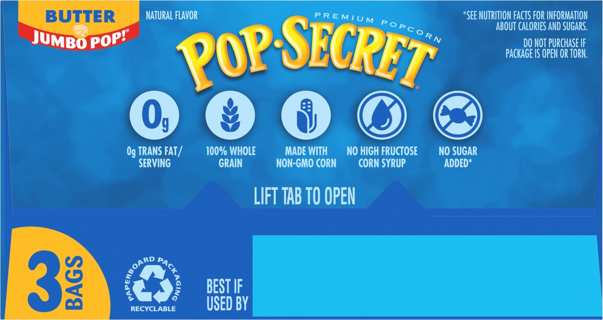 slide 8 of 12, Pop-Secret Jumbo Pop Premium Butter Popcorn 3 ea, 3 ct; 3.2 oz