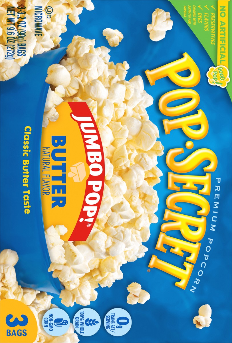 slide 4 of 12, Pop-Secret Jumbo Pop Premium Butter Popcorn 3 ea, 3 ct; 3.2 oz