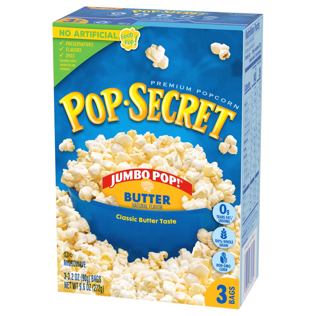 slide 2 of 12, Pop-Secret Jumbo Pop Premium Butter Popcorn 3 ea, 3 ct; 3.2 oz