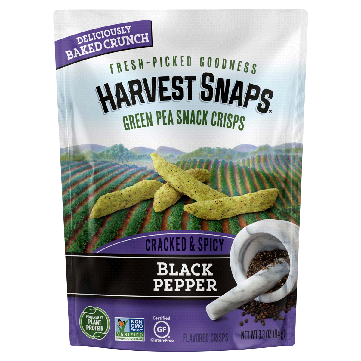 slide 1 of 2, Harvest Snaps Black Pepper Green Pea Crisps, 3.3 oz