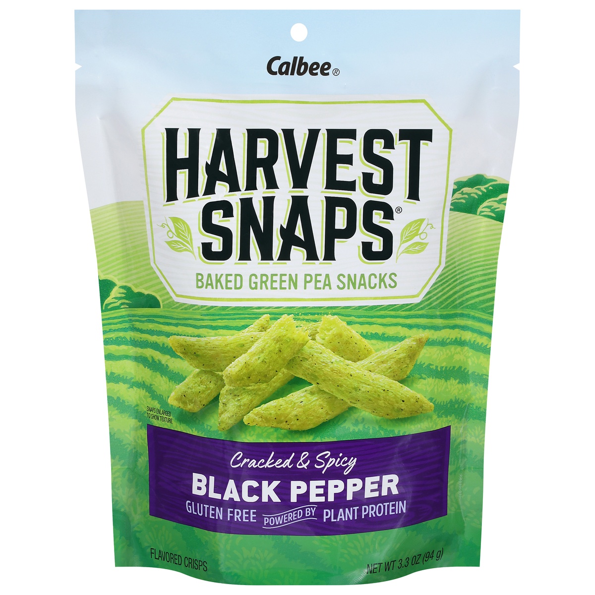 slide 1 of 1, Harvest Snaps Black Pepper Green Pea Crisps, 3.3 oz