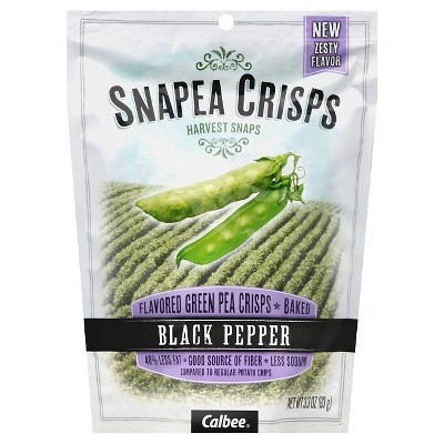 slide 1 of 11, Harvest Snaps Black Pepper Green Pea Crisps, 3.3 oz