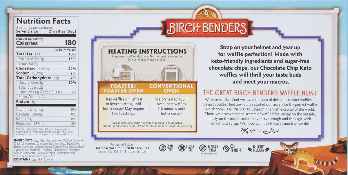 slide 5 of 14, Birch Benders Chocolate Chip Keto Toaster Waffles, 6ct, 