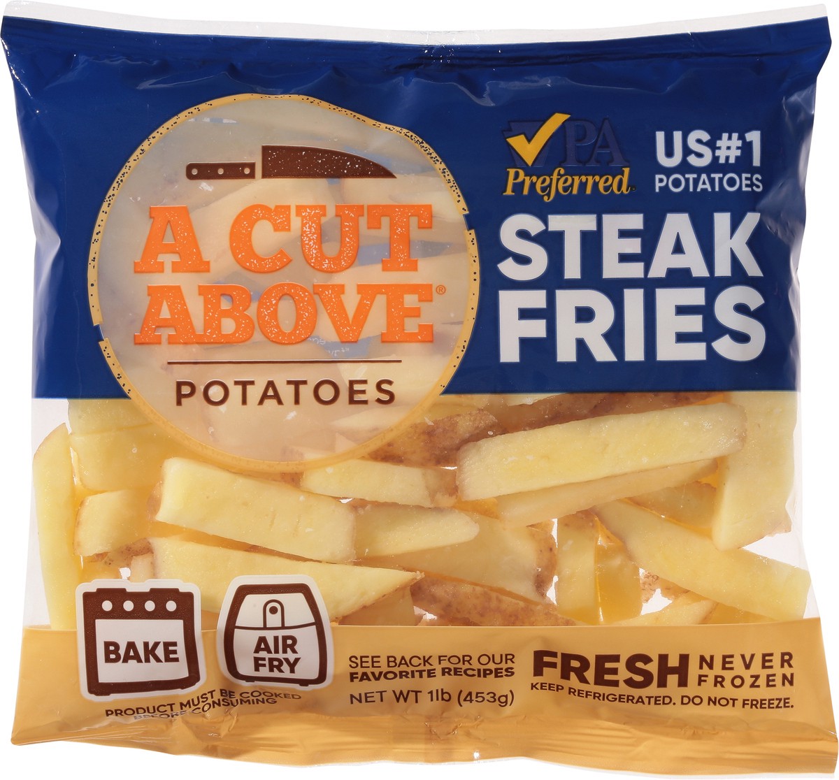 slide 6 of 13, A Cut Above Fresh-Cut Steak Fries Potatoes, 1 lb