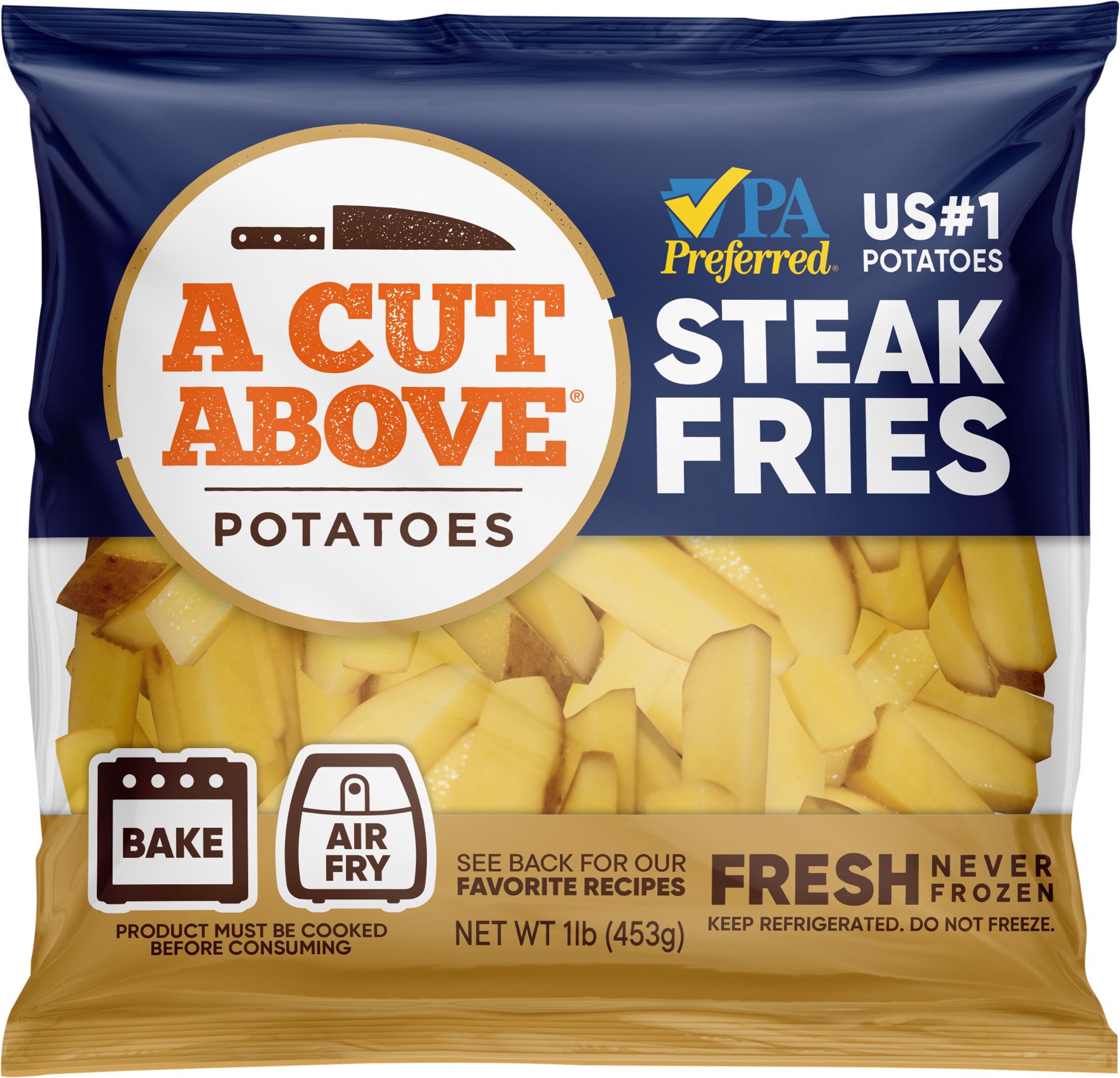 slide 1 of 13, A Cut Above Fresh-Cut Steak Fries Potatoes, 1 lb