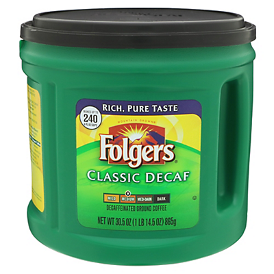 slide 1 of 1, Folgers Coffee, Ground, Medium, Classic Decaf, 33.9 oz