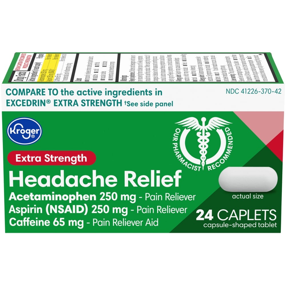 slide 1 of 6, Kroger Extra Strength Headache Relief Caplets, 24 ct