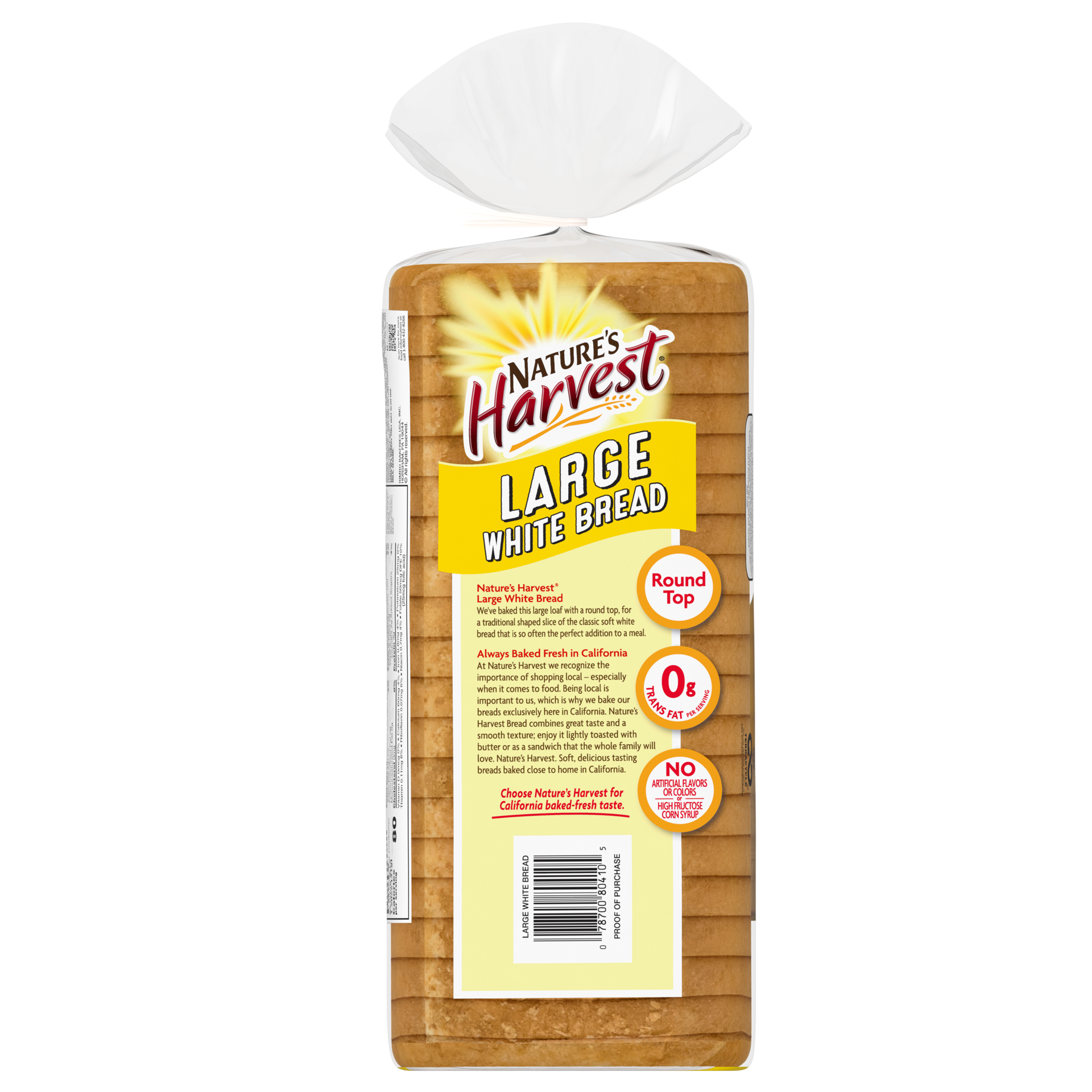 slide 5 of 5, Nature's Harvest Plain Bread, 24 oz, Large White Bread, Bag, 24 oz