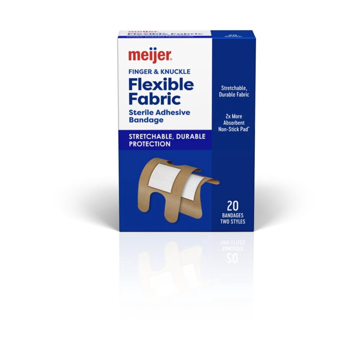 slide 1 of 21, Meijer Flexible Fabric Knuckle and Finger Adhesive Bandages, 20 ct