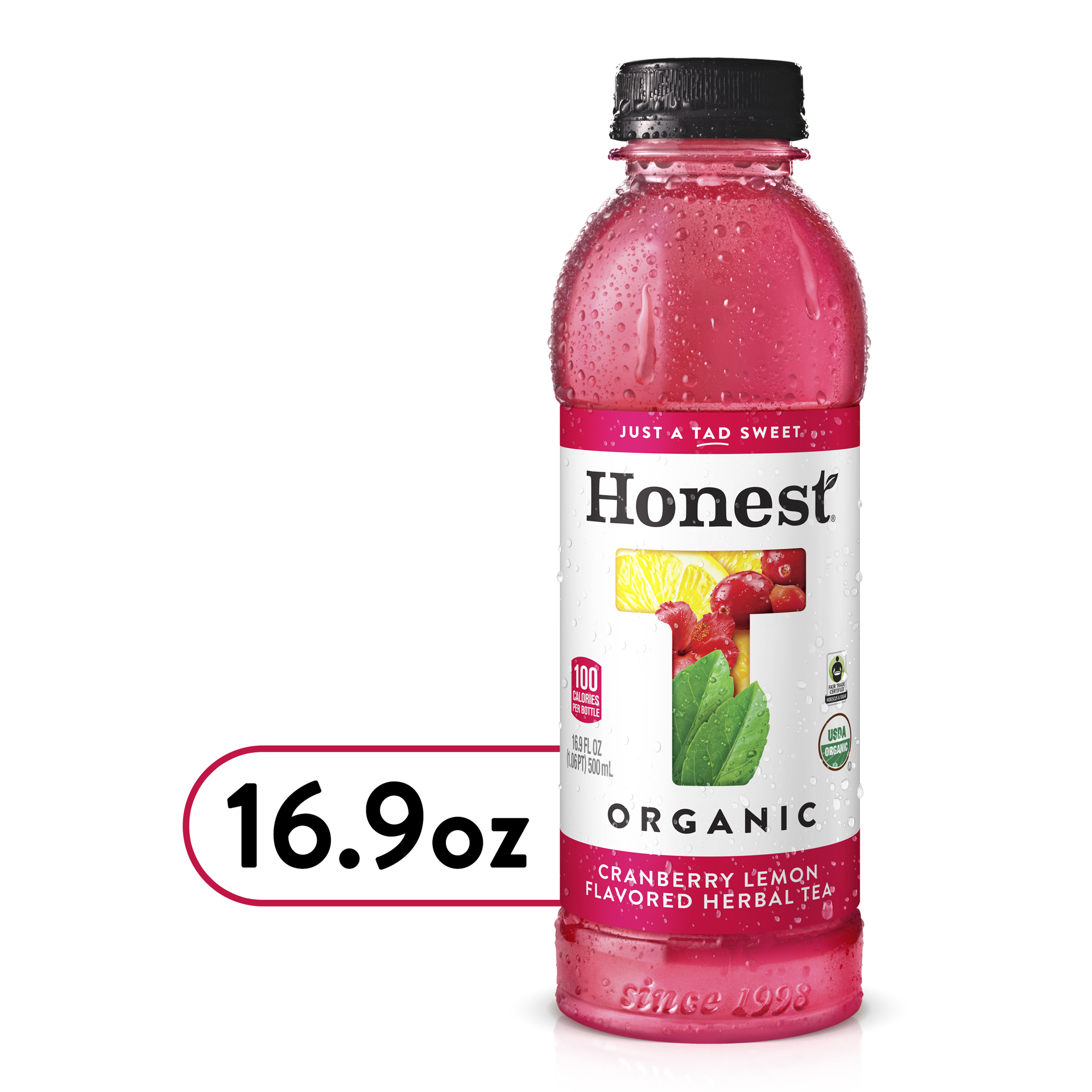 slide 1 of 5, Honest Tea Organic Fair Trade Cranberry Lemon Gluten Free, 16.9 fl oz, 16.9 fl oz