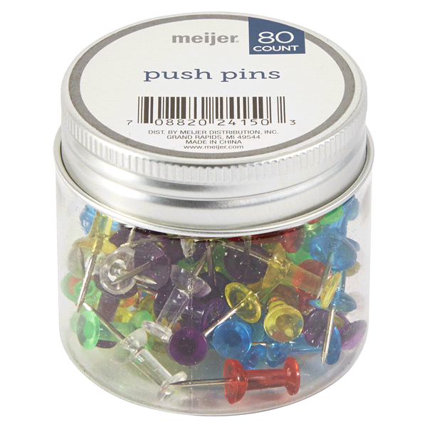slide 1 of 1, Meijer Colored Push Pins, 80 ct