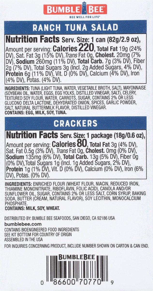 slide 9 of 11, Bumble Bee Ranch Tuna Salad & Crackers 3.5 oz, 3.5 oz