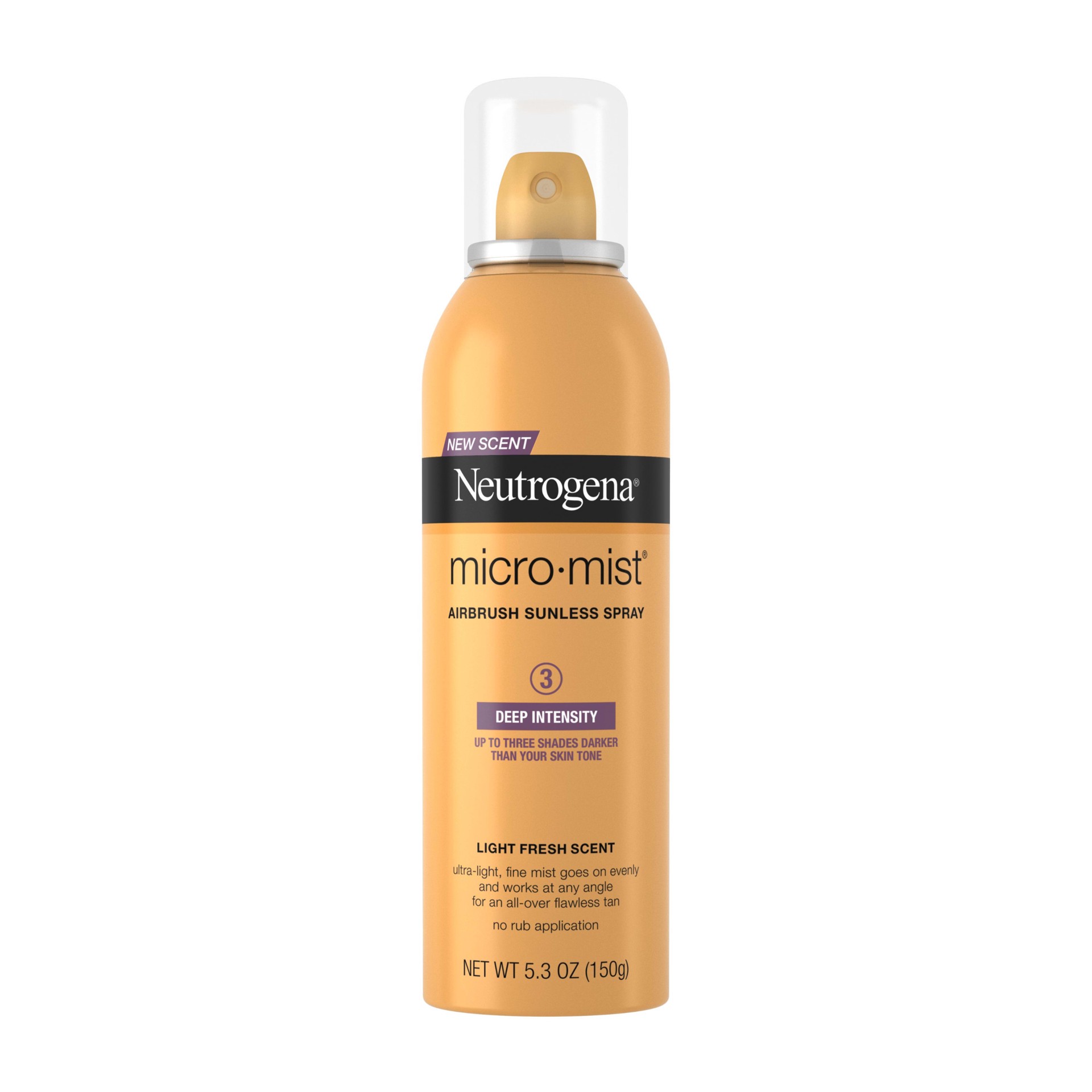 slide 1 of 6, Neutrogena Micromist Airbrush Sunless Tanning Spray, Gradual Sunless Indoor Tanner with Witch Hazel, Oil-Free & Non-Comedogenic Formula, Deep Intensity, 5.3 oz, 5.3 oz