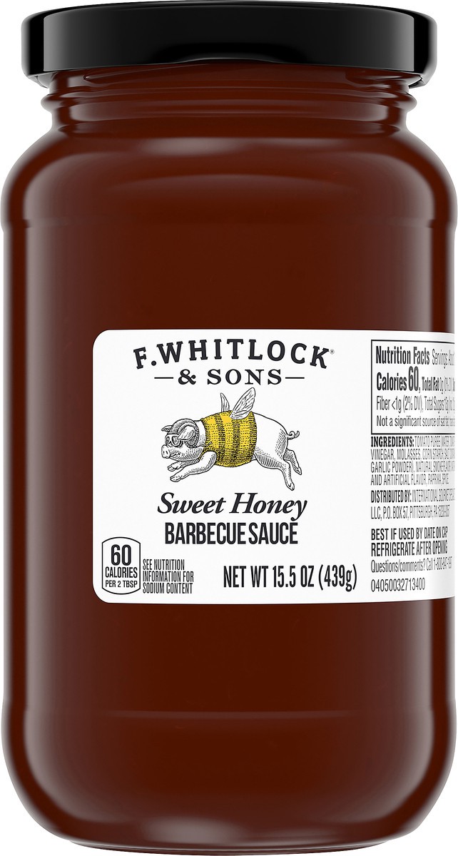 slide 3 of 13, F. WHITLOCK & SONS Sweet Honey Barbecue Sauce, 15.5 oz Jar, 15.5 oz