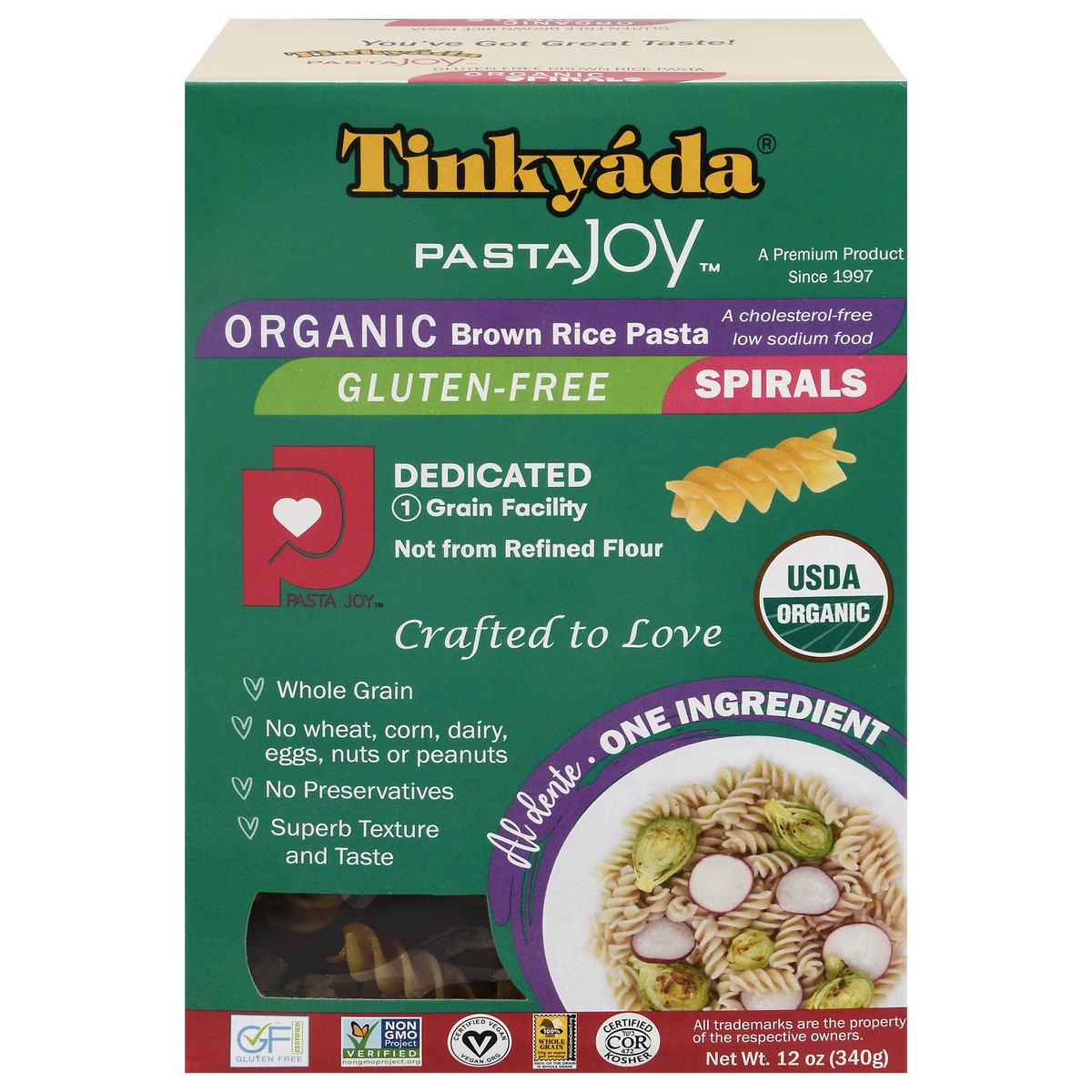 slide 1 of 6, Tinkyada Pasta Joy Gluten-Free Organic Brown Rice Spirals 12 oz, 12 oz