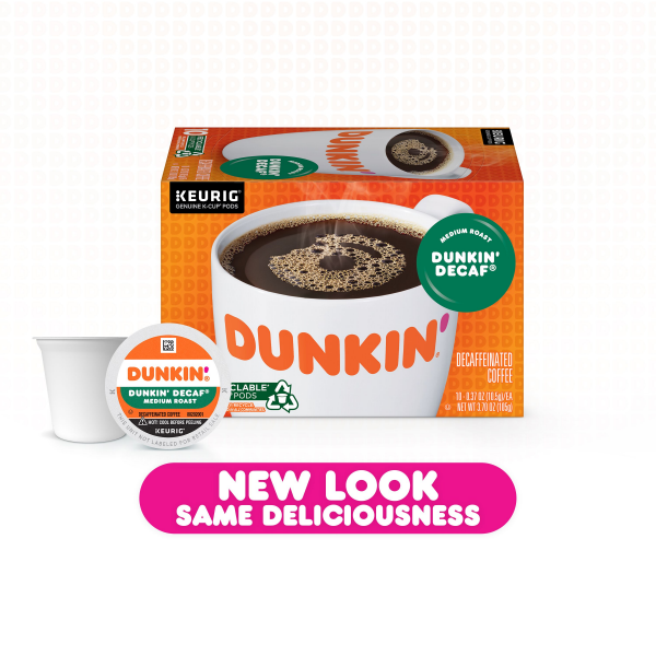 slide 6 of 16, Dunkin' K-Cup Pods Medium Roast Dunkin'' Decaf Coffee 10 ea, 10 ct