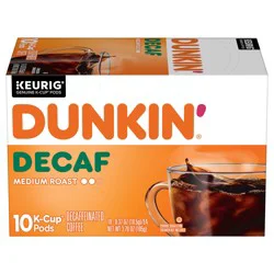 Dunkin'' Dunkin'’ Decaf Medium Roast Coffee, Keurig K-Cup Pods, 10 Count Box