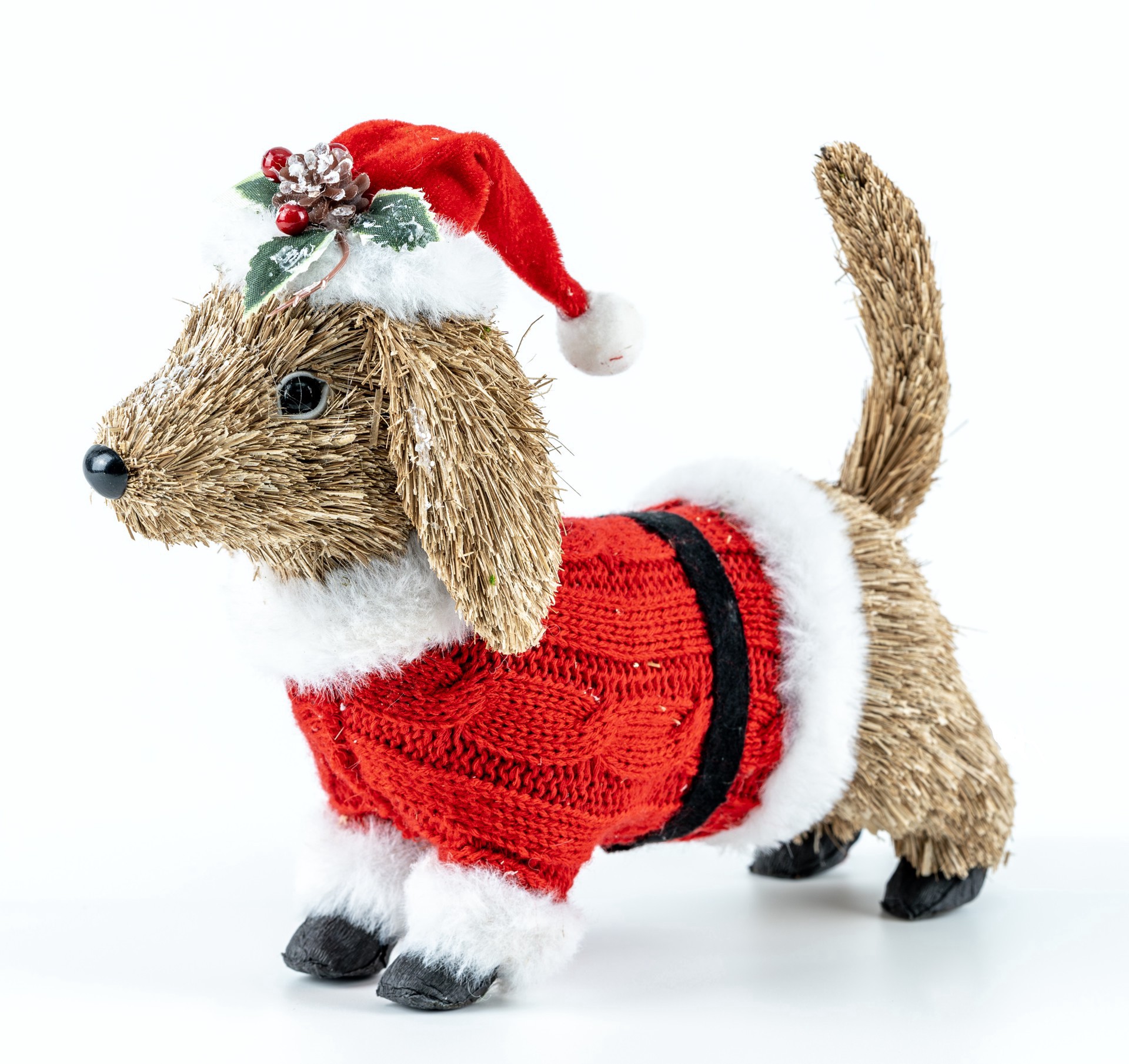 slide 2 of 2, 9.5" Brown Dog In Santa Sweater & Hat Natural Decor By Ashland, 9.5 in
