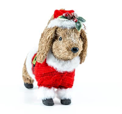 slide 1 of 2, 9.5" Brown Dog In Santa Sweater & Hat Natural Decor By Ashland, 9.5 in
