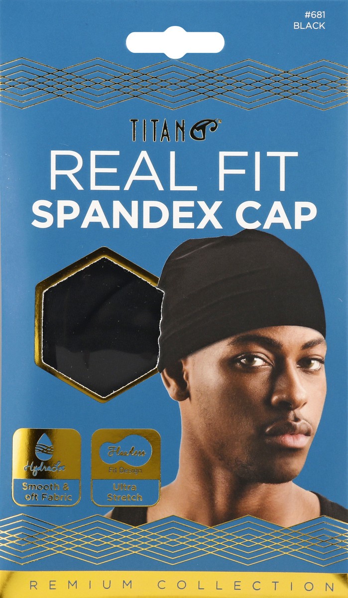 slide 4 of 11, Titan Premium Collection Real Fit Black Spandex Cap 1 ea, 1 ct