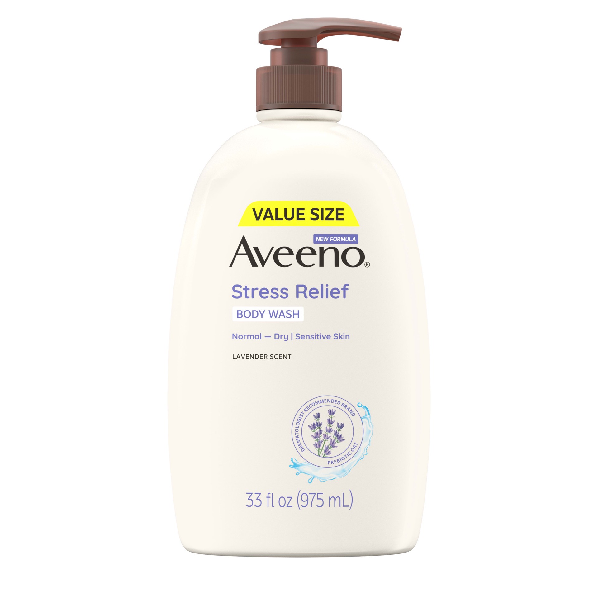 slide 1 of 7, Aveeno Stress Relief Body Wash with Oat, Calming Lavender Scent, 33 fl oz, 33 fl oz