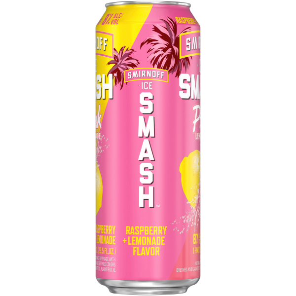slide 7 of 13, Smirnoff Ice Smash Pink Lemonade, 23.5oz Single Can, 8% ABV, 23.50 fl oz