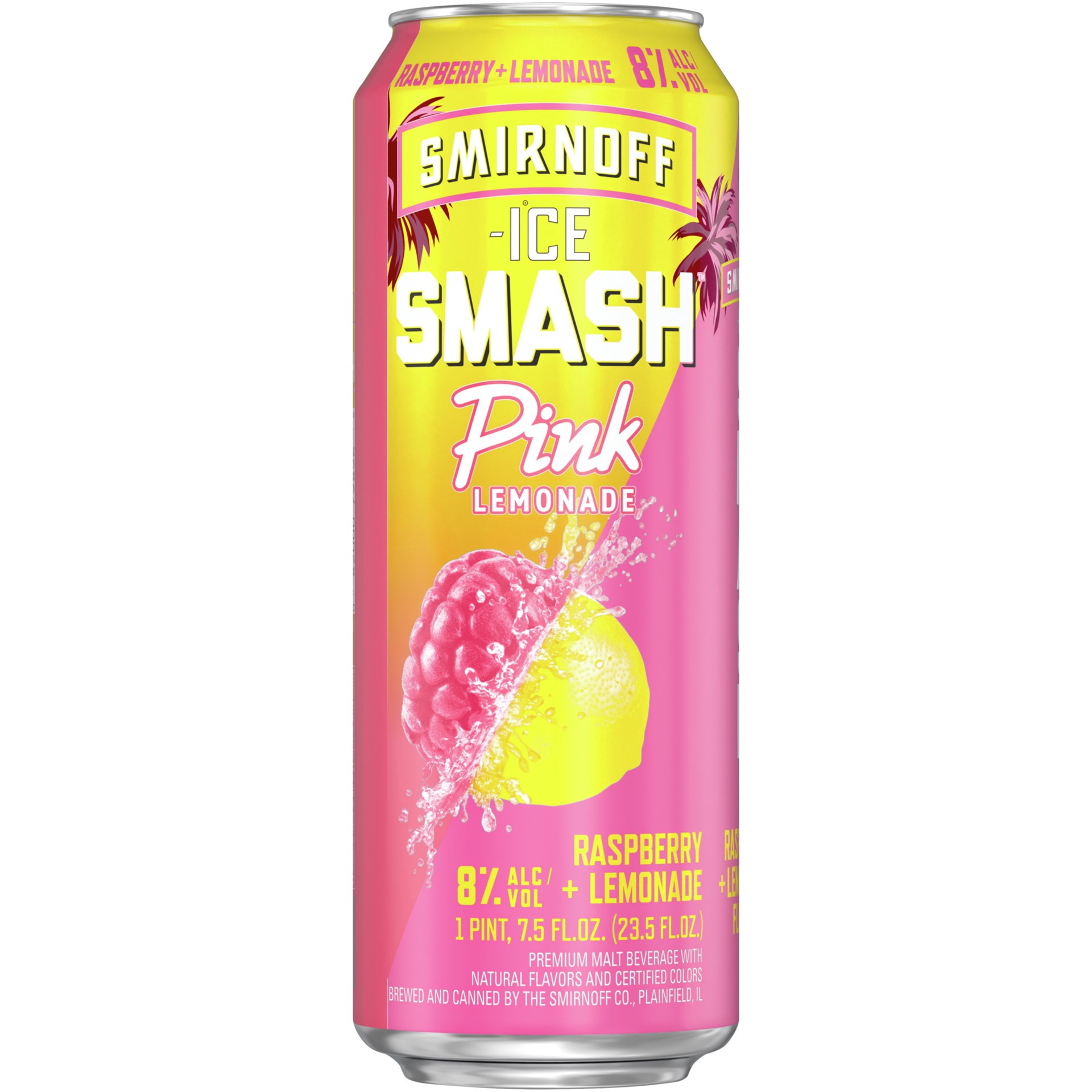slide 1 of 13, Smirnoff Ice Smash Pink Lemonade, 23.5oz Single Can, 8% ABV, 23.50 fl oz