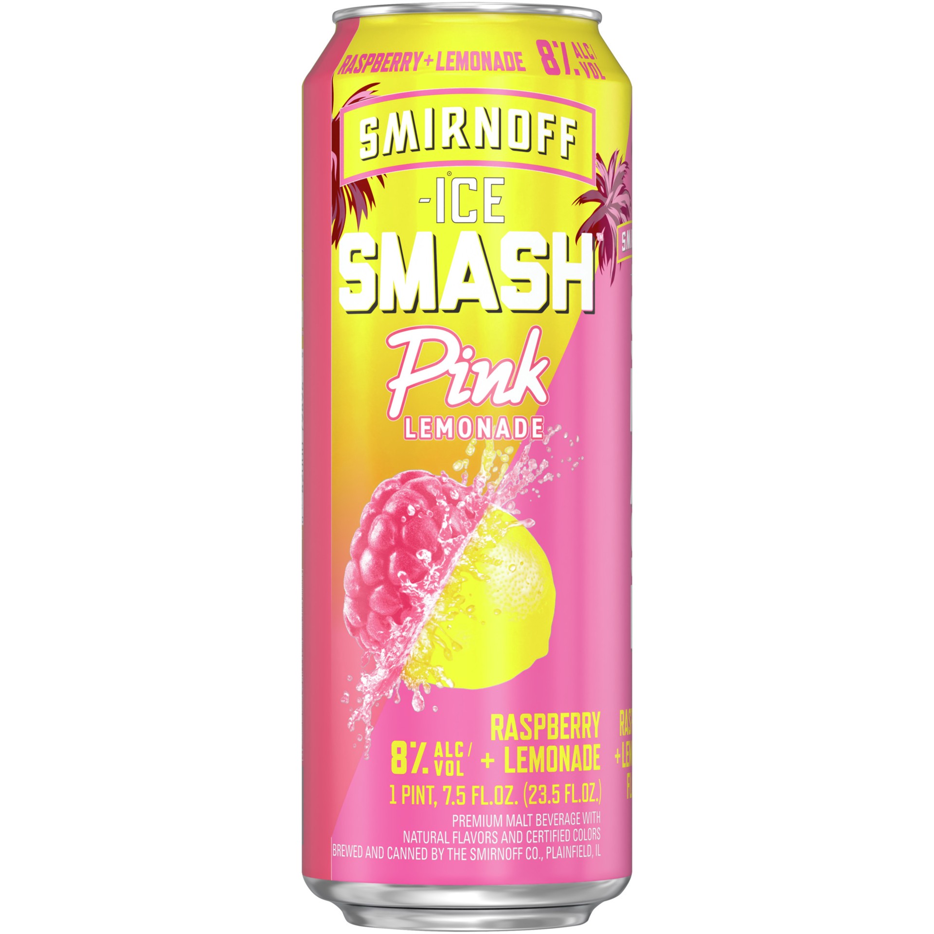 slide 1 of 13, Smirnoff Ice Smash Pink Lemonade, 23.5 fl oz, Single Serve Can, 8% ABV, 23.50 fl oz