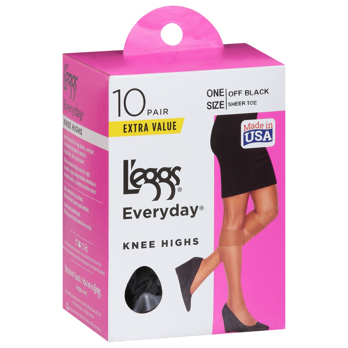 slide 7 of 9, L'Eggs Off Black Knee High Sheer Toe, 10 ct