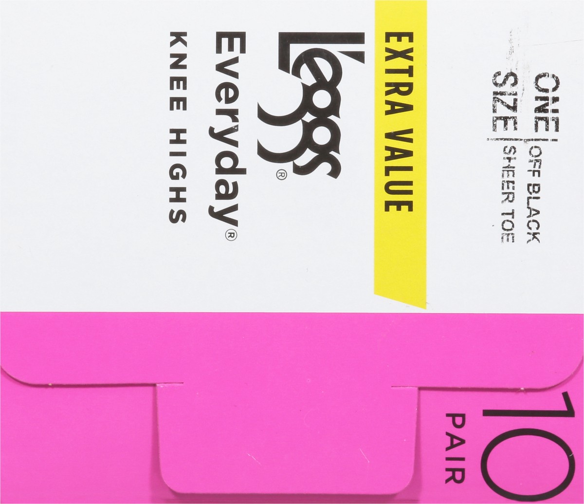 slide 5 of 9, L'Eggs Off Black Knee High Sheer Toe, 10 ct