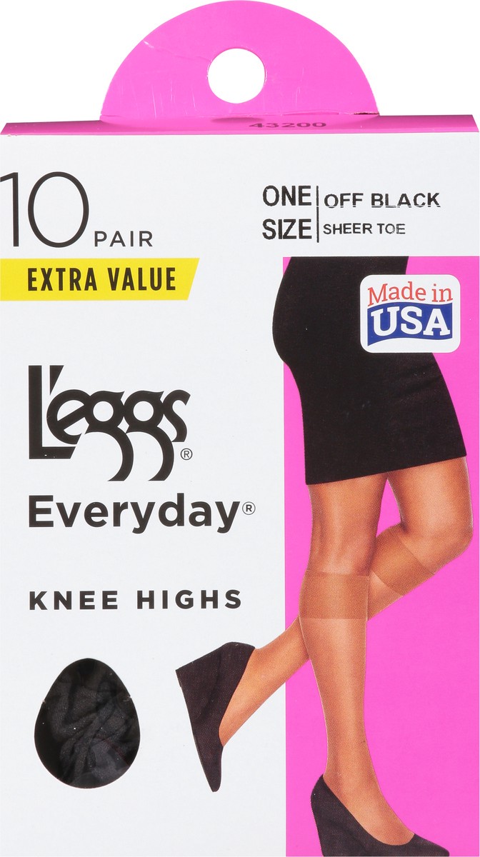 slide 6 of 9, L'Eggs Off Black Knee High Sheer Toe, 10 ct