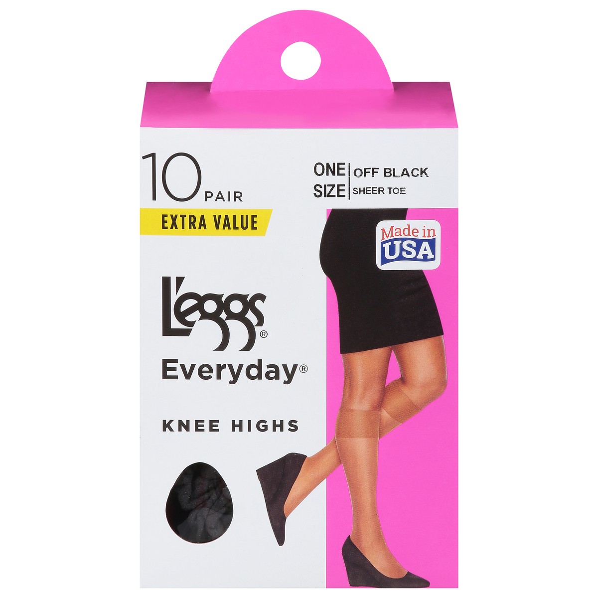 slide 9 of 9, L'Eggs Off Black Knee High Sheer Toe, 10 ct