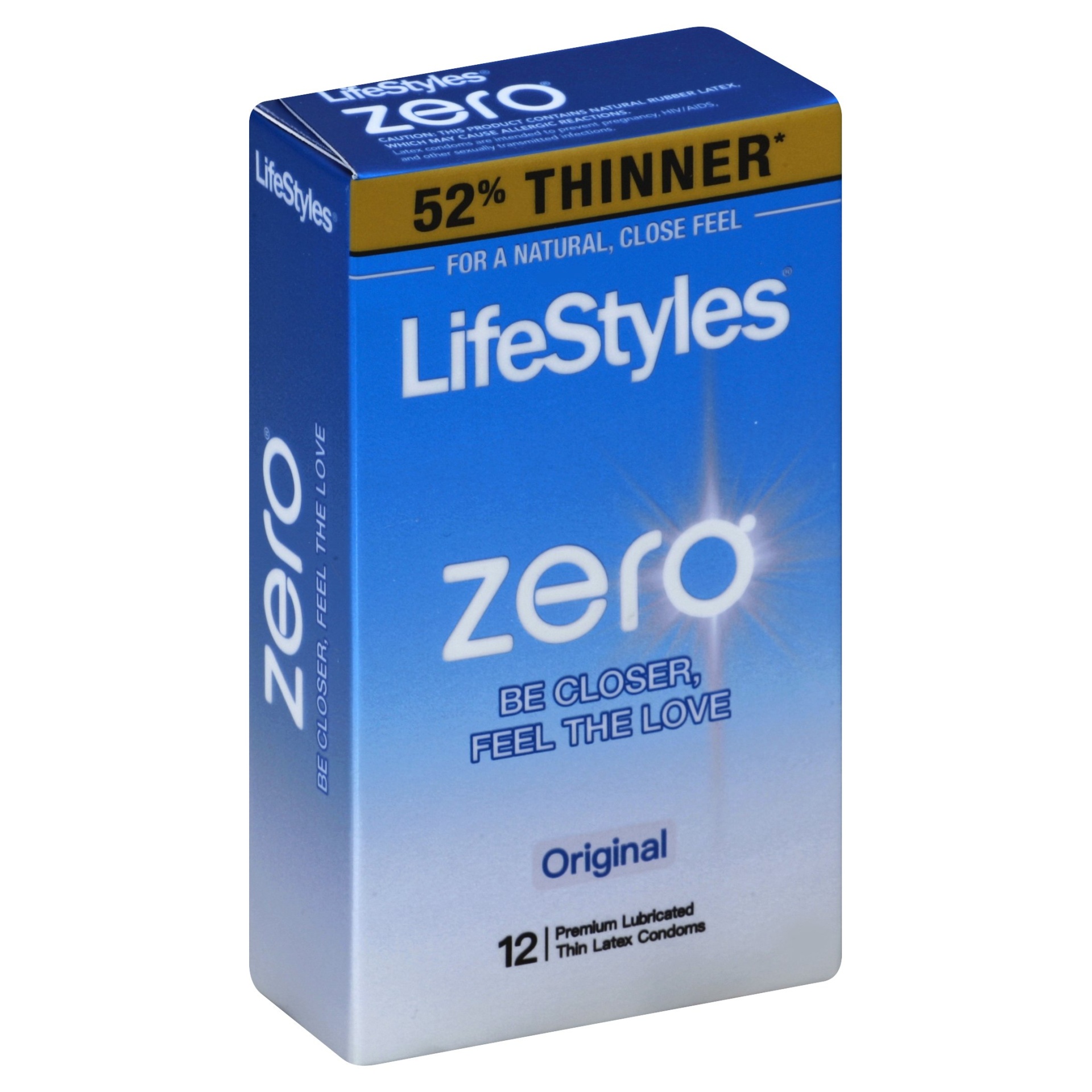 slide 1 of 1, LifeStyles Zero Thin Latex Condoms Original, 12 ct