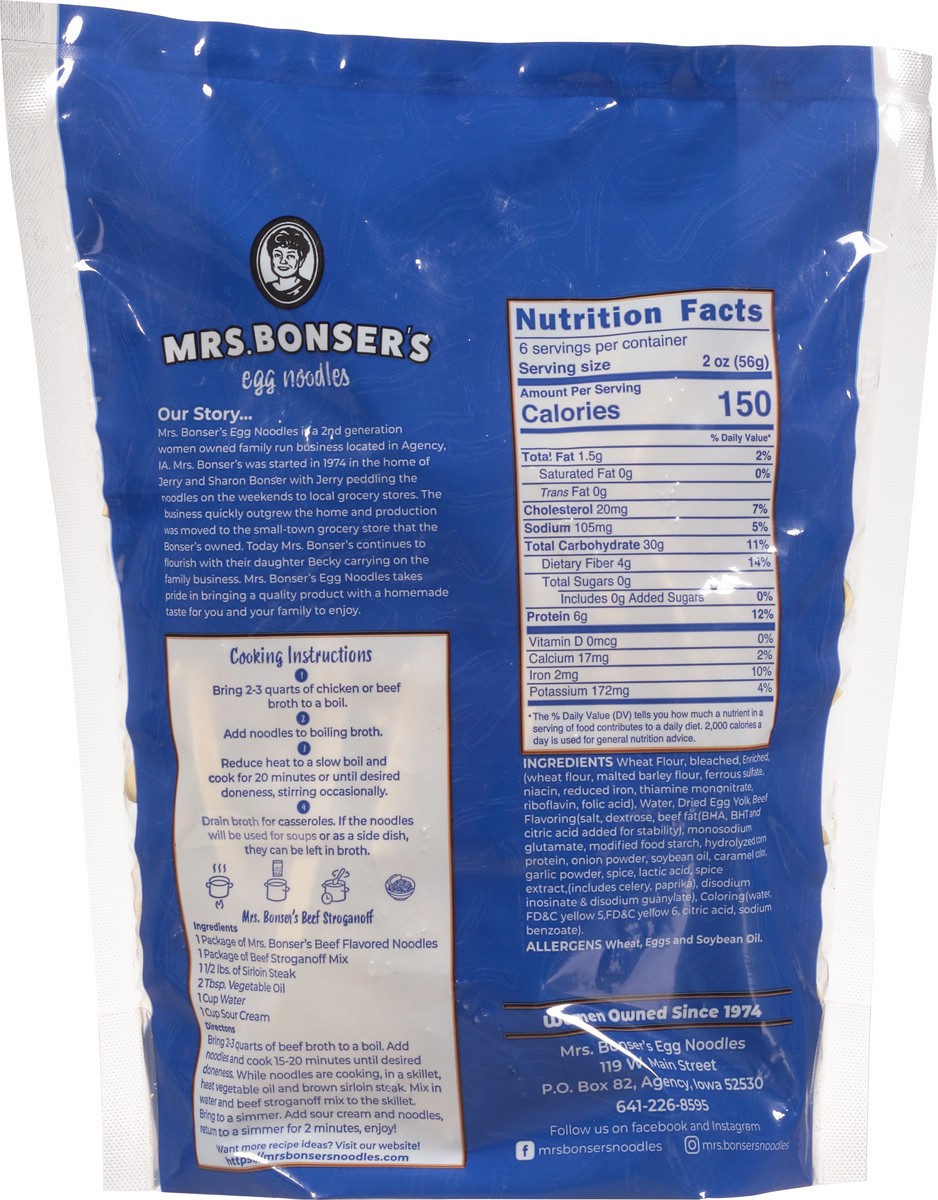 slide 13 of 13, Mrs. Bonser's Egg Noodles Home Style Beef Flavor Egg Noodles 12 oz, 12 oz