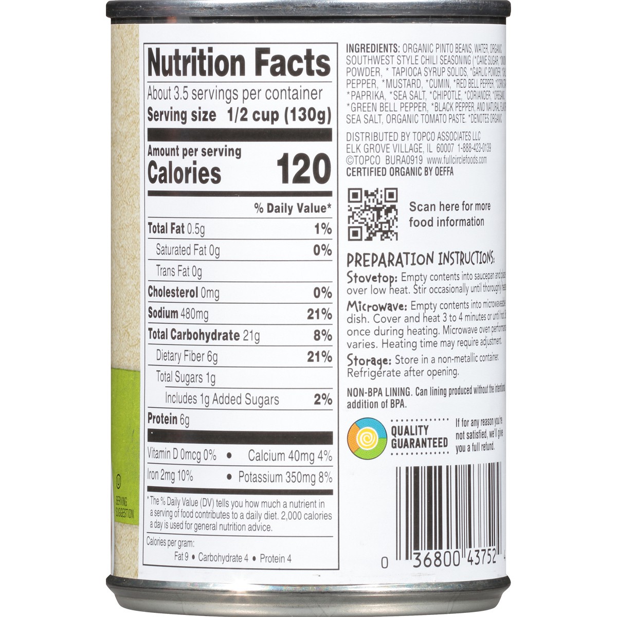 slide 3 of 9, Full Circle Market Chili Pinto Beans, 15.5 oz