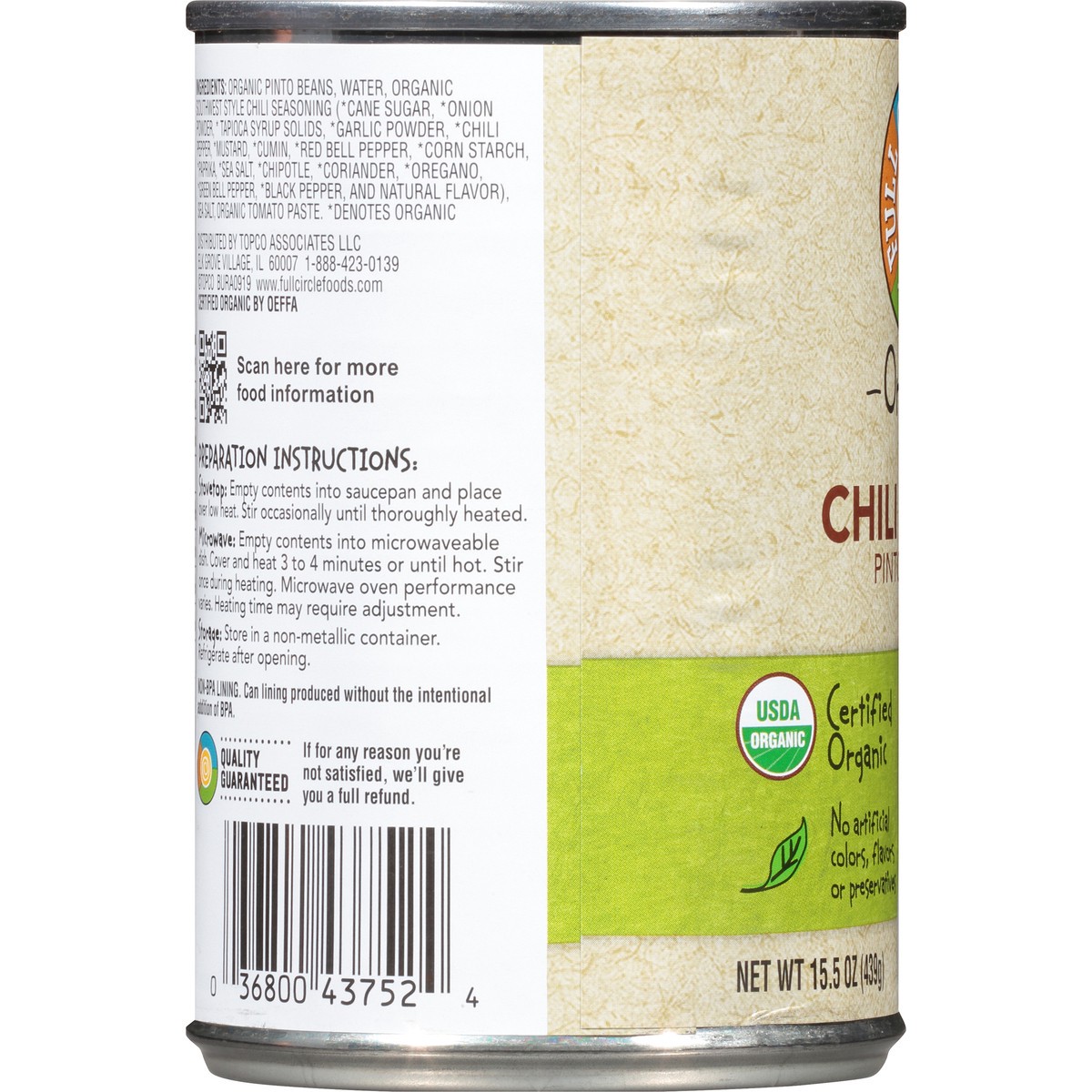 slide 9 of 9, Full Circle Market Chili Pinto Beans, 15.5 oz