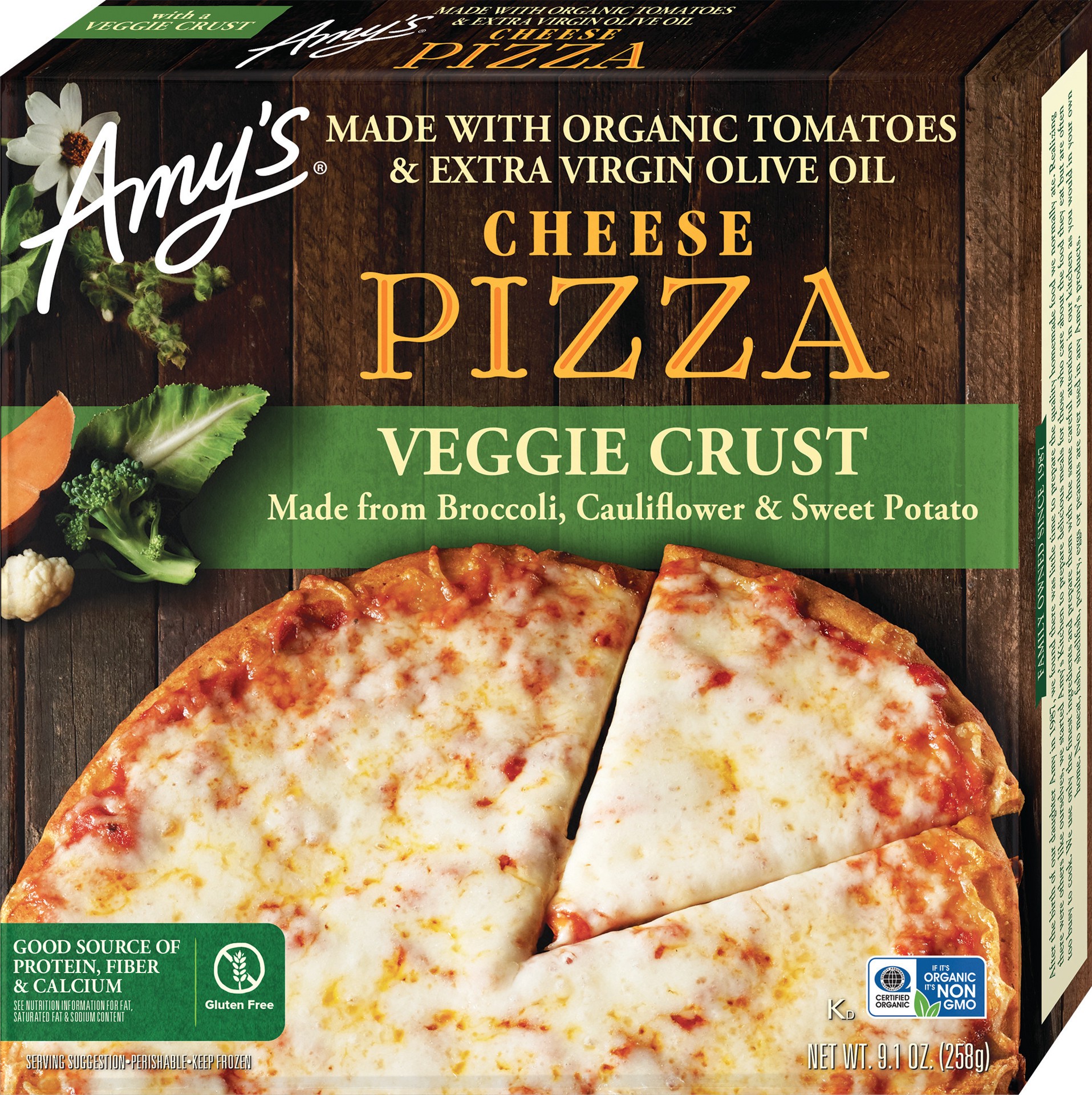 slide 1 of 7, Amy's Pizza Cheese Veggie Crust, 10.15 oz