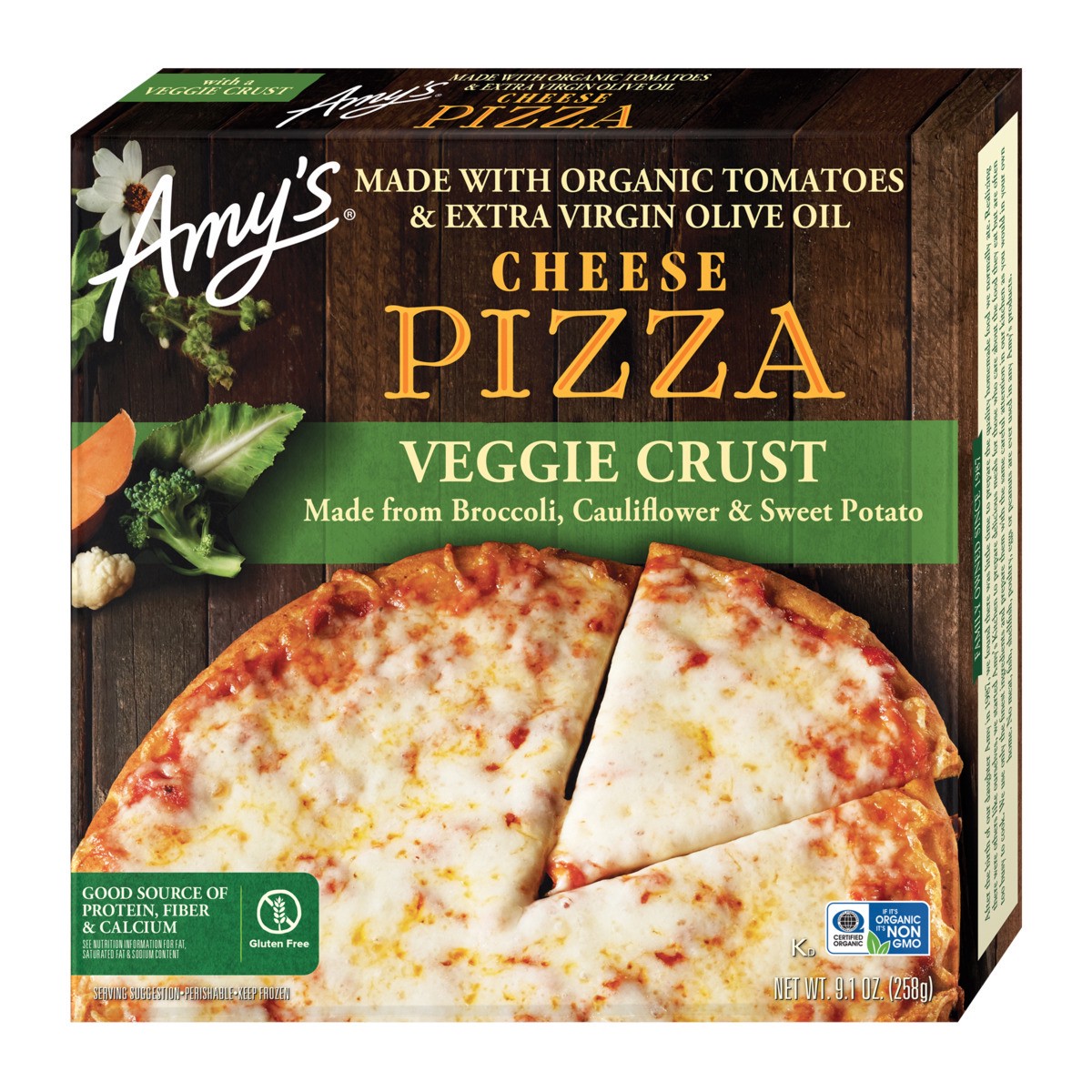 slide 1 of 7, Amy's Cheese Veggie Crust Pizza, 9.1 oz