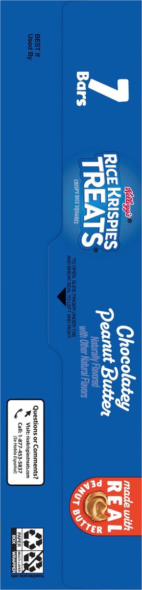 slide 2 of 13, Rice Krispies Treats Crispy Rice Squares, Kids Snacks, Snack Bars, Chocolatey Peanut Butter, 4.9oz Box, 7 Bars, 4.9 oz