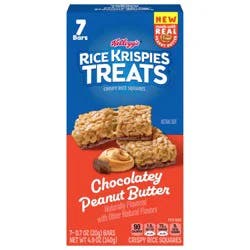 Rice Krispies Treats Crispy Rice Squares, Kids Snacks, Snack Bars, Chocolatey Peanut Butter, 4.9oz Box, 7 Bars
