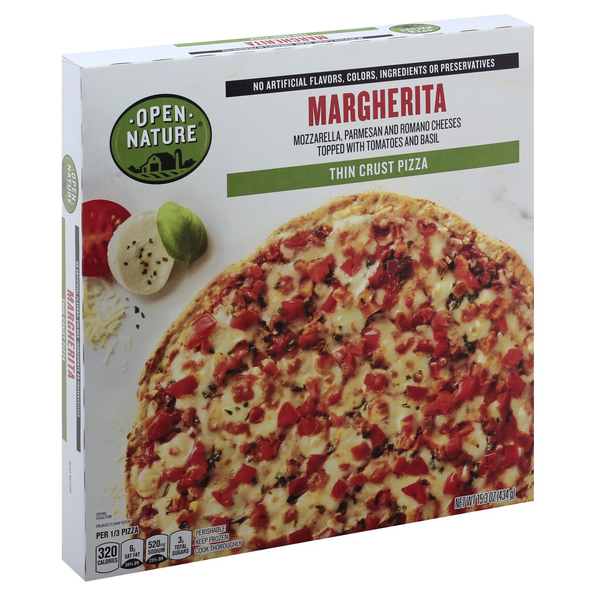 slide 6 of 13, Open Nature Margherita Thin Crust Pizza, 15.3 oz