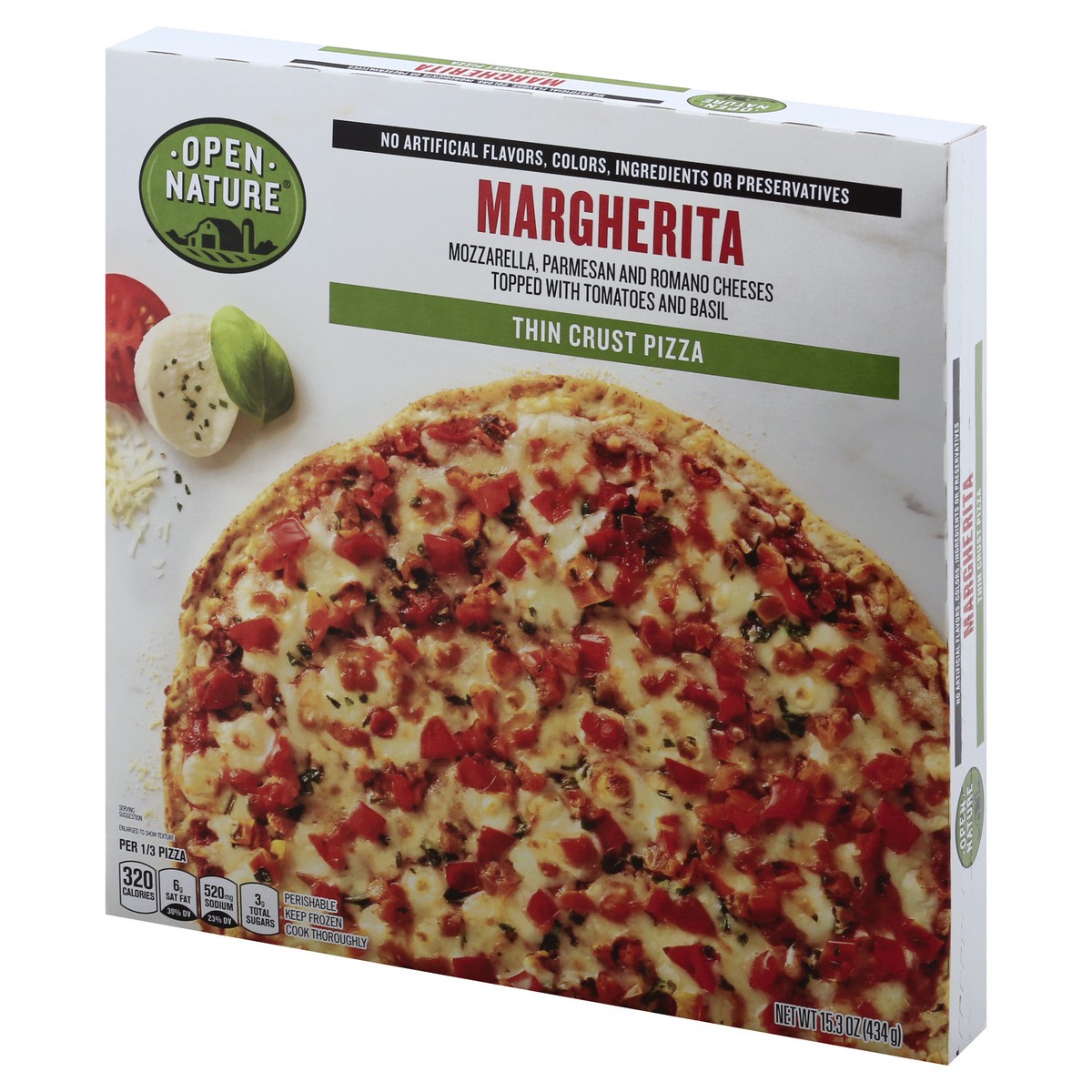 slide 12 of 13, Open Nature Margherita Thin Crust Pizza, 15.3 oz