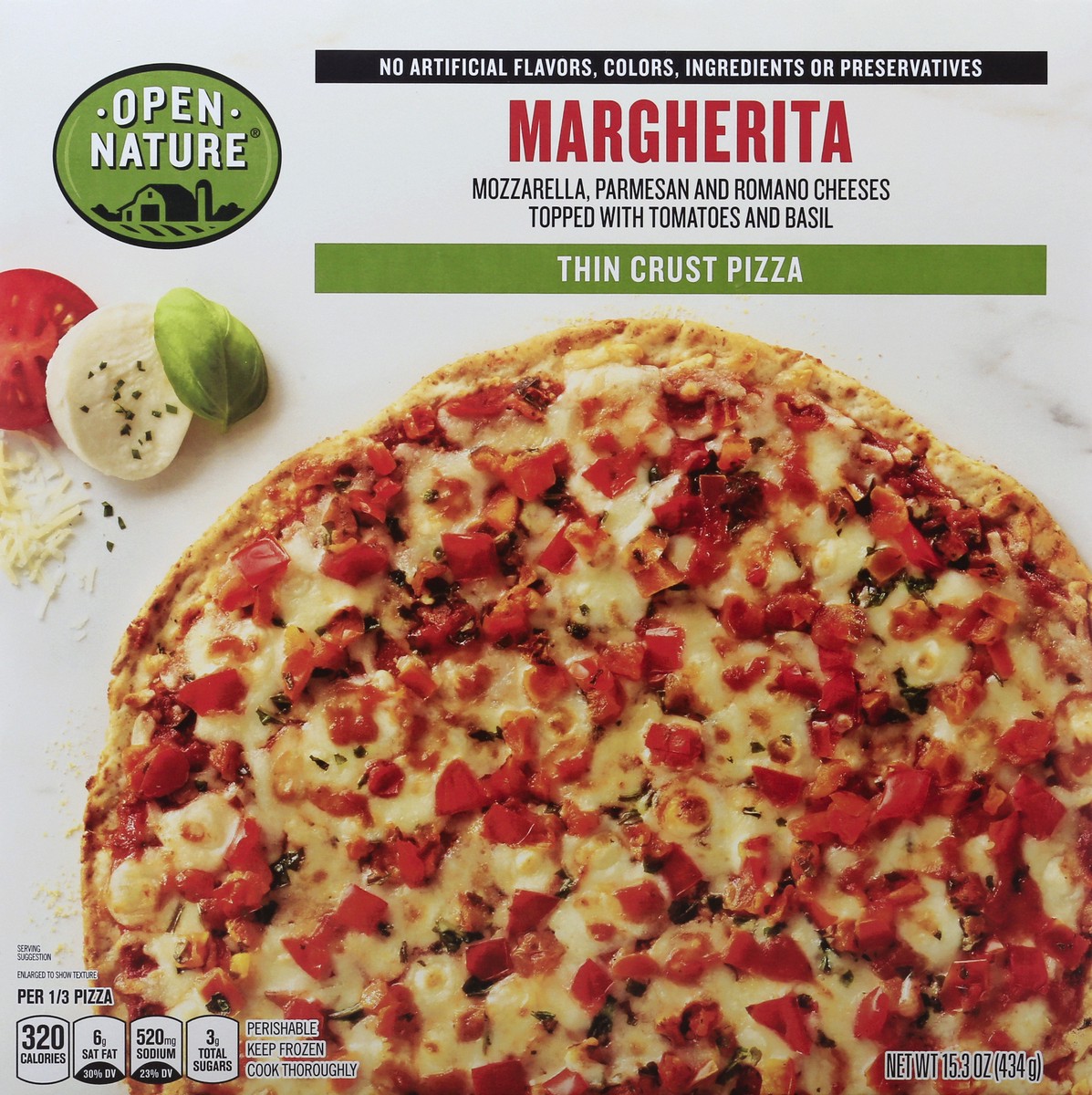 slide 3 of 13, Open Nature Margherita Thin Crust Pizza, 15.3 oz