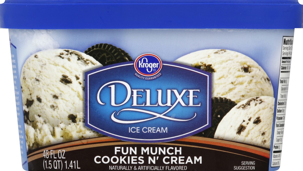 slide 4 of 6, Kroger Deluxe Fun Munch Cookies & Cream Ice Cream, 48 fl oz