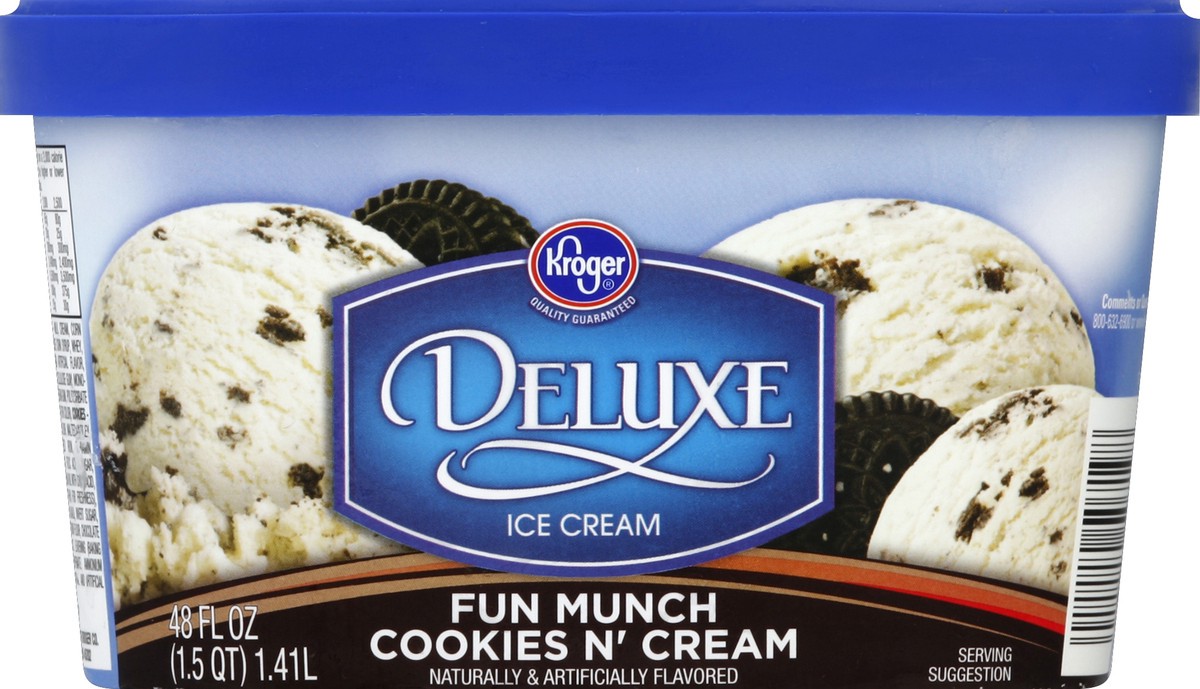 slide 6 of 6, Kroger Deluxe Fun Munch Cookies & Cream Ice Cream, 48 fl oz